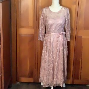 Alex Evenings lace over satin dress